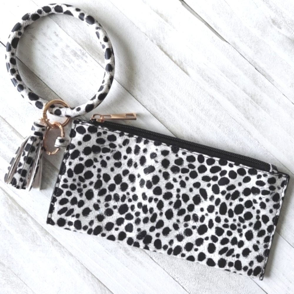 Cheetah Mini Clutch with Bangle - White